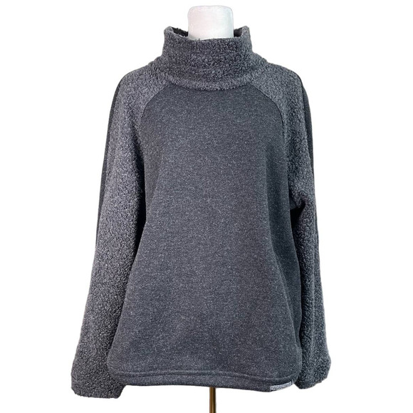 prAna Lockwood Womens Lg Gray Sherpa Long Sleeve Wool Blend Pullover Sweater - Picture 1 of 11